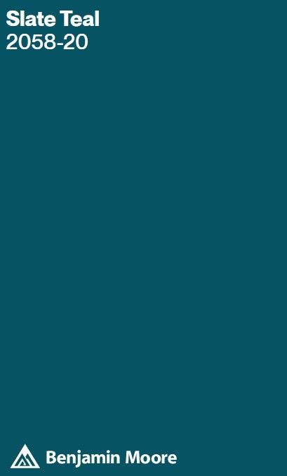 Benjamin Moore Slate Teal, Turquoise Paint Colors, Teal Paint Colors, Paint Color Swatches, Blue Paint Color, Grey Blue Kitchen, Teal Color Palette, Teal Interiors, Teal Kitchen