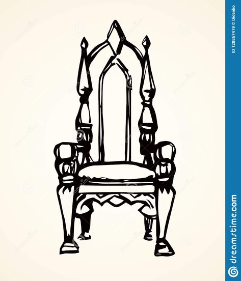 Throne. Vector drawing stock vector ... King On A Throne Drawing, Thrown Chair Drawing, Throne Drawing Reference Chair, Throne Tattoo Chair, Royal Chair Drawing, Throne Poses Drawing, How To Draw A Throne, Someone Sitting On A Throne Reference, Queen Base Drawing