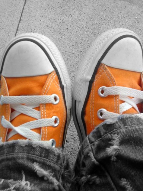 Orange Converses! I have these thanks to my Mama!! Orange + Core + Aesthetic, Orange Converse, Orange Icons:), Red Converse, Baby Pink Aesthetic, Orange Shoes, Orange Aesthetic, Orange Crush, Aesthetic Colors