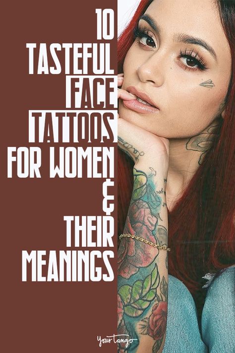 Most people think face tattoos are a bad idea, but these celebrity men and women are living proof that this stigmatized tattoo trend deserves a second chance. These facial tattoos with deep meanings show how beautiful and powerful ink can be - especially when it's on your face forever. #tattoo #tattooidea #facetattoo #tattoodesign #femaletattoo Follow us on Pinterest: www.pinterest.com/yourtango Under Eye Tattoo, Small Face Tattoos, Hairline Tattoos, Face Tats, Face Tattoos For Women, Feminine Face, Girl Face Tattoo, Tattoo Trend, Facial Tattoos