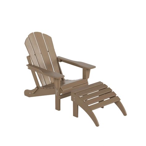 WestinTrends Malibu Outdoor Lounge Chair, 2-Pieces Adirondack Chair Set with Ottoman, All Weather Poly Lumber Patio Lawn Folding Chairs for Outside Pool Garden Backyard Beach, Weathered Wood - Walmart.com Folding Adirondack Chair, Outside Pool, Foot Rest Ottoman, Chair With Footrest, Tufted Dining Chairs, Folding Adirondack Chairs, Chair With Ottoman, Plastic Adirondack Chairs, Outdoor Side Table