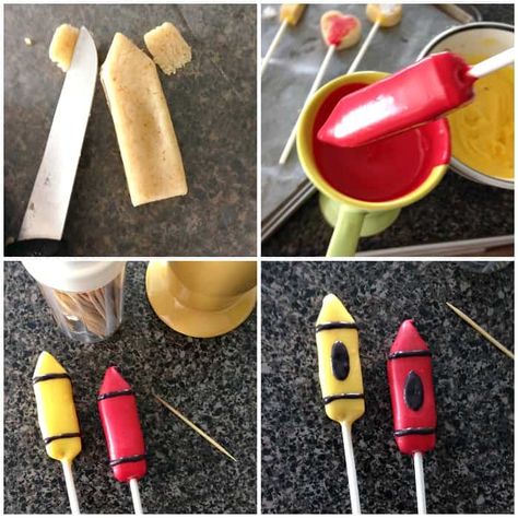 Crayon Cake Pops, Back To School Bakery Ideas, School Themed Cake Pops, Back To School Cake Pops Ideas, Back To School Cakepops, Back To School Sweet Treats, Back To School Chocolate Treats, Back To School Cakesicles, Teacher Appreciation Cake Pops