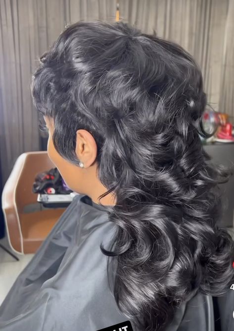 Quick Weave Mullet, Mohawk Quick Weave Hairstyles, Black Women Mullet Hairstyles, Mullet Black Women, High Fashion Hairstyles, Mullet Quickweave Black Women, Mullet Styles, 27 Piece Quick Weave Hairstyles, Short Quick Weave Hairstyles