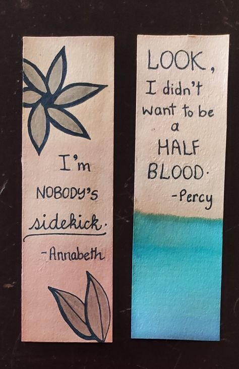 Percy Jackson Gifts Diy, Percy Jackson Bookmarks Diy, Percy Jackson Book Marks, Percy Jackson Paintings, Percy Jackson Crafts Diy, Percy Jackson Painting Ideas, Pjo Bookmarks, Percy Jackson Gift Ideas, Percy Jackson Painting