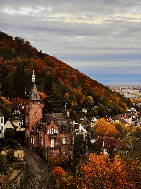 Fall In Germany Aesthetic, Germany Autumn Aesthetic, European Autumn Aesthetic, Country City Aesthetic, Heidelberg Germany Aesthetic, Germany Aethstetic, Germany In The Fall, Germany University Aesthetic, Travel Aesthetic Germany