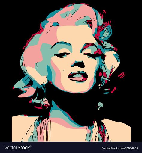 Kitchy Art, Pop Art Marilyn, Marilyn Monroe Pop Art, Marilyn Monroe Artwork, Marilyn Monroe Portrait, Wpap Art, Istoria Artei, Pop Art Drawing, Marilyn Monroe Art