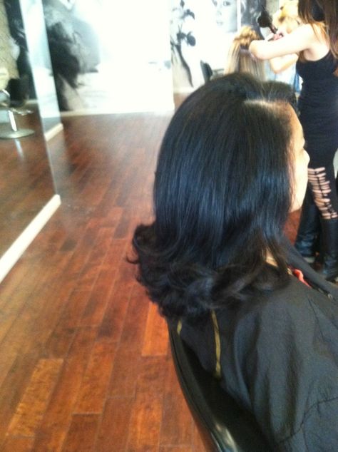 The finished product.  This was done with only a blow drier--NO FLAT IRON or CURLING IRON USE!!! Blow Drier, Curling Iron, Flat Iron, Hairstyles, Long Hair Styles, Hair Styles, Hair, Beauty