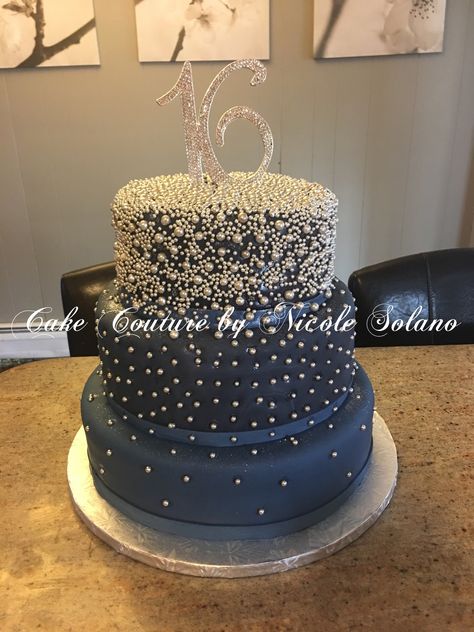 Sweet 16 navy blue and silver cake Navy Blue And Silver Birthday Cake, Black And Blue Sweet 16 Party Ideas, Royal Blue And Silver Sweet 16, Sweet 16 Party Ideas Dark Blue, Navy And Silver Birthday Cake, Navy Blue And Silver Sweet 16, Navy Blue And Silver Cake, Navy Blue Sweet 16 Cake, Navy And Silver Sweet 16