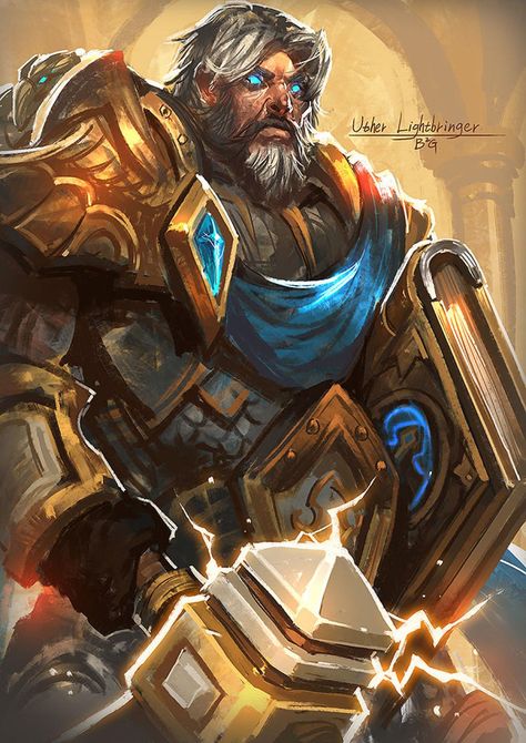 Uther Lightbringer (by Gao ZhingPing ) https://epiccarry.com Uther Lightbringer, Warcraft 2, Warcraft Movie, Warcraft Characters, Rpg World, Warcraft Art, Heroes Of The Storm, Wow Art, Fantasy Warrior