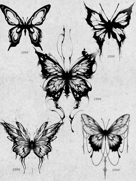 Fancy Butterfly Tattoo, Cool Butterfly Tattoos Unique, Pointy Butterfly Tattoo, Butterfly Ink Drawing, Butterfly Tattoos Unique, Spooky Butterfly Tattoo, Unique Butterfly Drawing, Butterfly Aesthetic Drawing, Horror Butterfly