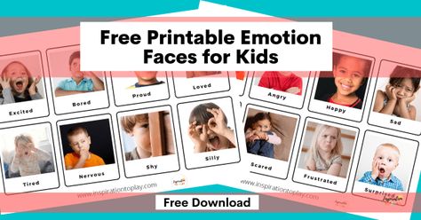 Free Printable Feelings Chart to Help Preschoolers Identify and Learn about Emotions - Inspiration to Play Free Poster Printables, Emotions Cards, Emotion Faces, Feelings Chart, Emotional Child, Different Feelings, Different Emotions, Emotional Development, Preschool Kids