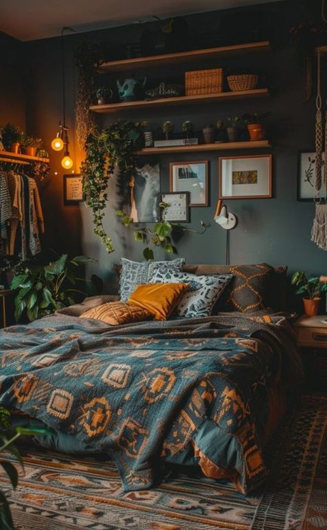 Masculine Small Bedroom Ideas, L Shape Room Ideas Bedrooms, Bedroom Loft Design, Bedroom Ideas Dark, Dark Wood Bedroom, Earthy Bedroom, Apartment Decor Inspiration, Bedroom Refresh, Room Makeover Bedroom