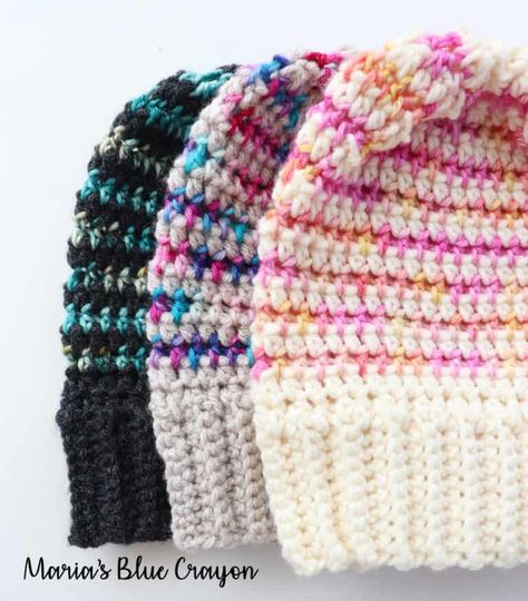 Easy Crochet Hat Pattern w/ Variegated or Scrap Yarn - Maria's Blue Crayon Beanie Free Crochet Pattern, Easy Crochet Hat Patterns, Blue Crayon, Knitted Scarves, Easy Crochet Hat, Crocheted Hats, Scrap Yarn, Crochet Hat Free, Bonnet Crochet