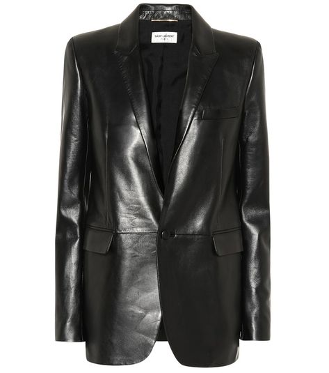 Saint Laurent - Blazer aus Leder in Schwarz Men Celebrities, Corset Fashion Outfits, Celebrities Leather Jacket, Leather Blazer Jacket, Male Celebrities, Leather Shirt, Looks Chic, Leather Blazer, Celebrity Outfits