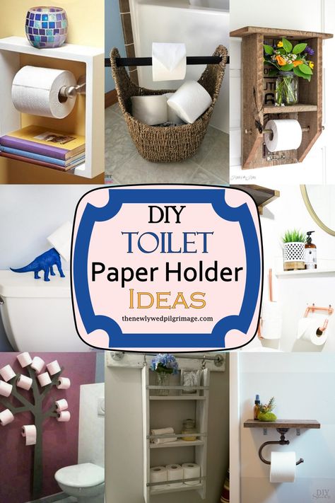 Toilet Paper Holder Ideas Storage, Toilet Roll Holder Ideas Small Spaces, Ideas For Toilet Paper Holders, Storage For Toilet Paper, Toilet Paper Holder Ideas Diy, Half Bath Toilet Paper Storage, Toilet Holder Ideas, Rv Toilet Paper Holder, Dollar Tree Toilet Paper Holder Diy