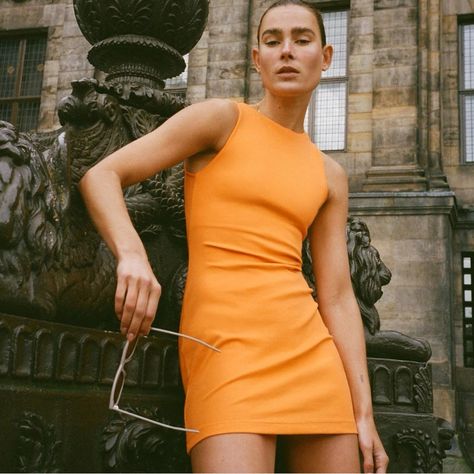 Orange mini dress