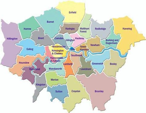 Boroughs of London. London Boroughs, London Areas, Area Map, Learning Difficulties, Rpg Map, London Calling, Places Of Interest, Historical Pictures, Historical Maps