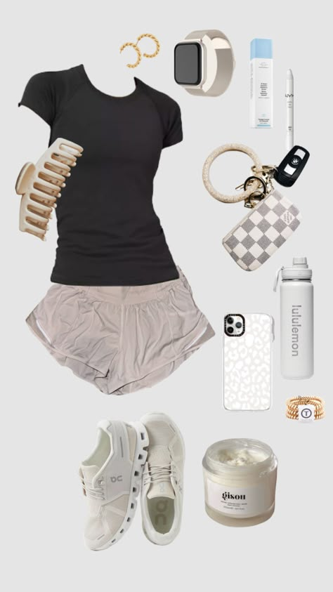 Basic Outfits Lululemon, Gym Outfit For School, Shuffles By Pinterest Outfits, Athletic School Fits, Outfit Layout Ideas, Sporty Clothes, Pe Outfits For School, Outfit Ideas Layout, Outfit Shuffles