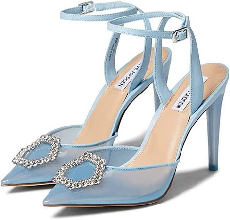 Blue High Heels, Blue Wedding Shoes, Fashion Shoes Heels, White High Heels, Colorful Heels, Steve Madden Heels, Clothes Women, Pretty Shoes, Shoe Obsession