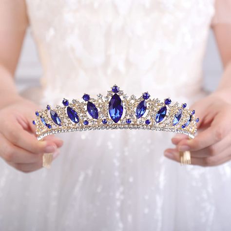 Tiara Collection, Sapphire Crown, Fantasy Crown, Crown Aesthetic, Tiaras Jewellery, Rhinestone Crown, Wedding Bridal Party, Queen Crown, Crystal Tiaras