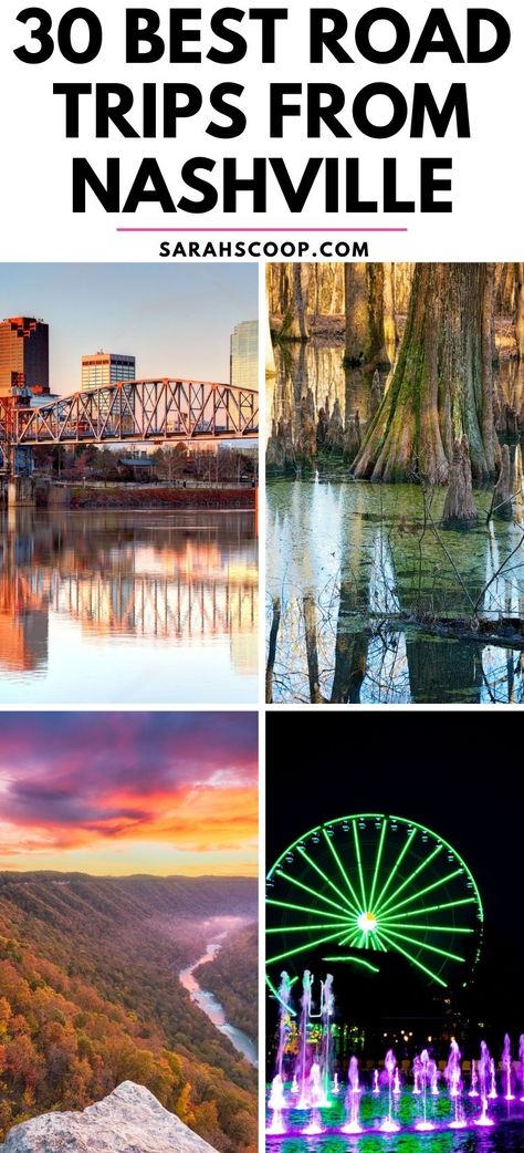 Discover the 30 best road trips from Nashville for your next adventure! 🚗✨ From scenic views to exciting attractions, these trips are a must-do. #RoadTrip #NashvilleAdventures #TravelGoals Midwest Road Trip, Best Road Trips, Here's The Scoop, Nashville Trip, Road Trip Fun, Gatlinburg, Travel Goals, Scenic Views, Road Trips