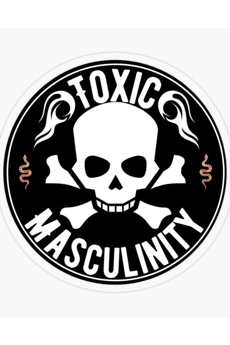 Decorate mirrors, skateboards or whatever this 'Toxic masculinity' sticker will look great anywhere! ORDER NOW $3.45 #toxic#masculinity#sticker#biker#redbubble#skull Toxic Masculinity Art, Toxic Masculinity Illustration, Masculine Stickers, Activist Stickers, Toxic Masculinity, Shiva Photos, Toxic Masculinity Memes, Skull Sticker, Plastic Stickers