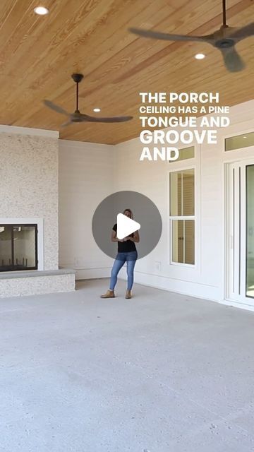 Longshore Custom Homes on Instagram: "The perfect coastal back porch! Our go to items for selections, see below! 👇🏼 

Porch Ceiling: Tongue and Groove
Porch Finish: Salted Concrete
Fireplace Surround: Tabby Shell
Fans: Monte Carlo Three Blade
Brick Rowlock: Hartsville Rose

We love a coastal sanctuary 🌴☀️🌊" Porch Ceiling Tongue And Groove, Tongue And Groove Ceiling Porch, Ceiling Tongue And Groove, Tongue And Groove Porch, Concrete Fireplace Surround, Tongue And Groove Ceiling, Porch Ceiling, Concrete Fireplace, Fireplace Surround