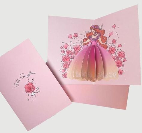 PAPERMAU: Easy-To-Build Princess Pop-Up Card Papercraft - by... Princess Birthday Card Diy, Birthday Card Princess, Princess Birthday Cards Handmade, Easy Pop Up Cards For Kids, Princess Birthday Card, Disney Princess Diy, Pop Up Princess, Diy Pop Up Cards, Princess Card