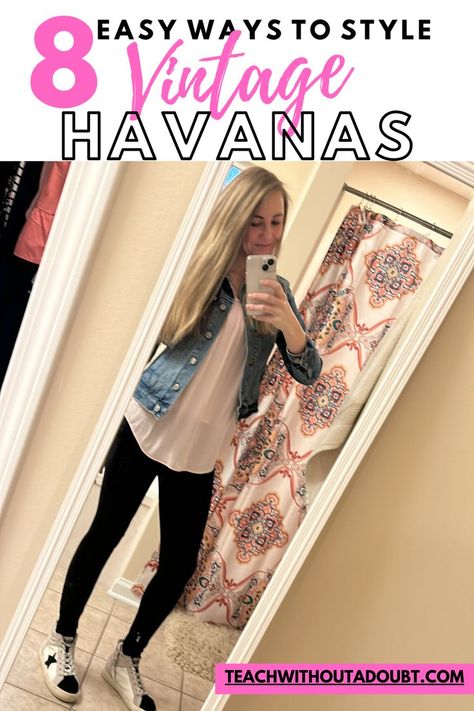 VINTAGE HAVANA SNEAKERS Vintage Havana Sneakers Outfit, Easy Teacher Outfits, Neutral Color Dresses, Vintage Havana Sneakers, Casual Look For Women, High Tops Outfit, Cute Teacher Outfits, Spring Teacher Outfits, Simple Casual Outfits