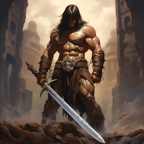 This "dark" Conan is available for purchase in various sizes and finishes on my Etsy Shop. Barbarian Poster, Conan The Barbarian Comic, Conan O Barbaro, Conan The Destroyer, Soldier Tattoo, Frank Frazetta, Red Sonja, Conan The Barbarian, Fantasy Warrior