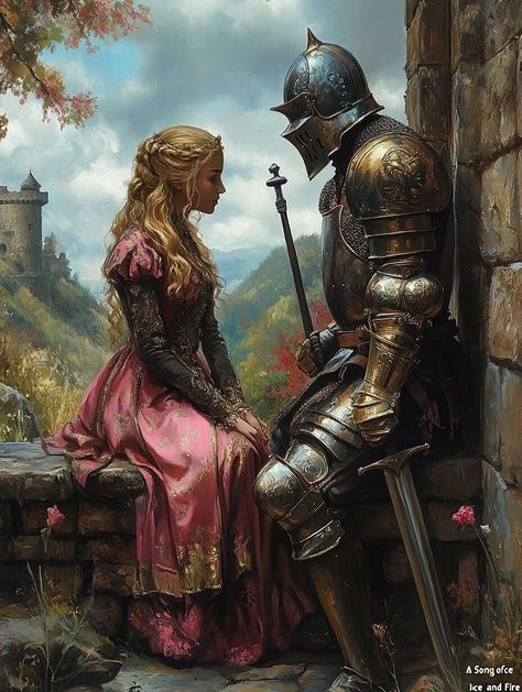 Westeros  (George R.R. Martin's "A Song of Ice and Fire") Medieval Princess Aesthetic, Knight And Princess, Fantasy Knight, Fantasy Romance Art, Ancient Europe, Medieval Romance, Medieval Princess, Song Of Ice And Fire, My Fantasy World