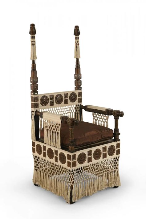 Carlo Bugatti Italian Art Deco Mahogany and Copper Fringed Throne Chair For Sale at 1stDibs Bugatti Furniture, Carlo Bugatti, Italian Art Deco, Brass Inlay, Throne Chair, Furniture Chairs, Italian Art, Chairs For Sale, Interior Furniture