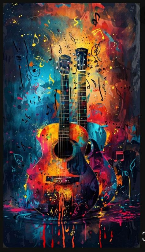 Music Instrument Painting, Music Club Poster, Abstract Guitar Painting, Guitar Painting Ideas, Guitar Art Painting, Street Art Ideas, Guitar Wallpaper, Electric Guitar Art, Fashion Wallpaper Aesthetic