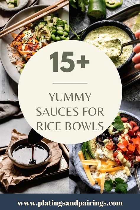 Sauces For Rice Bowls, Sauces For Rice, Asian Sauce Recipes, Buddha Bowl Sauce, Rice Bowls Healthy, Creamy Sauces, Rice Meals, Bowls Recipes, Healthy Sauces