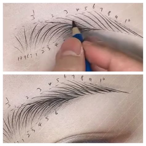 Eyebrow Pencil Drawing, Eyebrow Sketch Step By Step, How To Draw Eyebrows Step By Step Pencil, How To Draw Eyebrows Step By Step, How To Draw On Eyebrows, Drawing Eyelashes, Pencil Eyebrows, Anatomy Books, Drawing Eyebrows