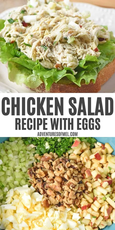 Let's make the best chicken salad recipe with eggs you've ever had. This is a super simple and easy recipe made with shredded chicken, eggs, apples, and walnuts. It's one of my family's all time favorite meals! Egg And Chicken Salad, The Best Chicken Salad Recipe, Chicken Salad Recipe With Eggs, Chicken Salad With Eggs, Old Fashioned Chicken Salad, Recipe With Shredded Chicken, Canned Chicken Salad Recipe, Chicken Egg Salad, Recipe With Eggs