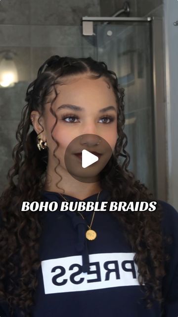 609K views · 82K likes | Ashlee West 🥥 on Instagram: "Boho Bubble Braids - Full tutorial on my Youtube! 💙" Boho Bubble Braids, Bubble Braid Hairstyles Curly Hair, Curly Bubble Braid, Bubble Braid Curly Hair, Diy Boho Braids, Two Bubble Braids, Boho Braids Tutorial, Boho Braids On Natural Hair, Boho Braids Natural Hair