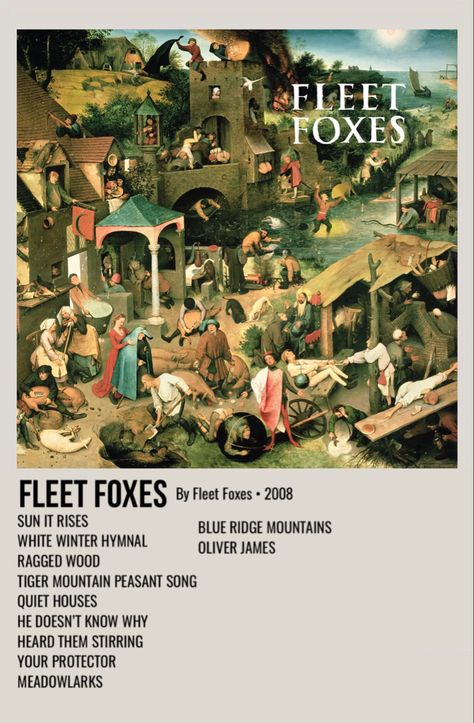 Minimalist Album Poster, Polaroid Album, Fleet Foxes, Fox Poster, Dorm Posters, Inspirational Music, Indie Music, Blue Ridge Mountains, Music Albums