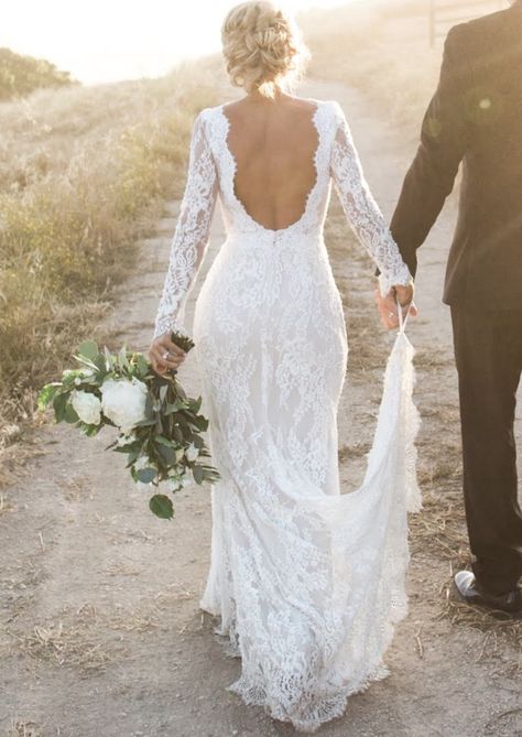 Wedding Dresses Lace Rustic, Long Sleeved Low Back Wedding Dress, Weddings Dress Boho, Lace Sleeve Open Back Wedding Dress, Rustic Lace Wedding Dress With Sleeves, Wedding Dresses Backless Long Sleeve, Western Style Wedding Dresses Long Sleeve, Wedding Dresses With Sleeves Country, Lace Long Sleeve Open Back Wedding Dress