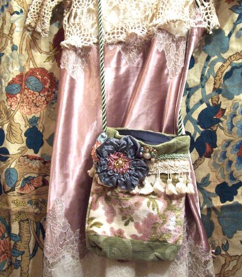 Hand Made Carpet Bag Purse From Vintage Tapestry | This is a… | Flickr Carpet Bag Purse, Upcycled Bags, Shabby Chic Bags, Braided Twist, Lace Purse, Chic Purses, Gray Flower, Boho Items, Upcycled Bag