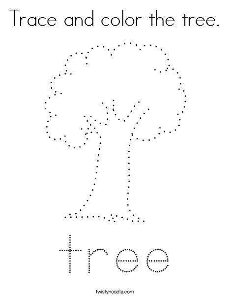 Trace and color the tree Coloring Page - Twisty Noodle Tree Tracing, Trees Worksheet Preschool, T Is For Tree Craft, Tree Prek Activities, Tree Worksheet, All About Trees Preschool, Tree Worksheets Preschool, Tree Preschool, Tree Activity Preschool