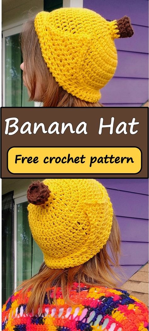 Crochet Banana Pattern Banana Crochet Pattern Free, Crochet Banana Pattern Free, Crochet Banana Pattern, Banana Crochet, Amigurumi Fruit, Banana Hat, Banana Crafts, Pink Moustache, Crochet Banana