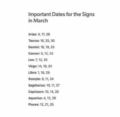 Important March 2019 dates for the Zodiac Signs 13th Zodiac Sign, Important Dates, Zodiac Signs, Signs