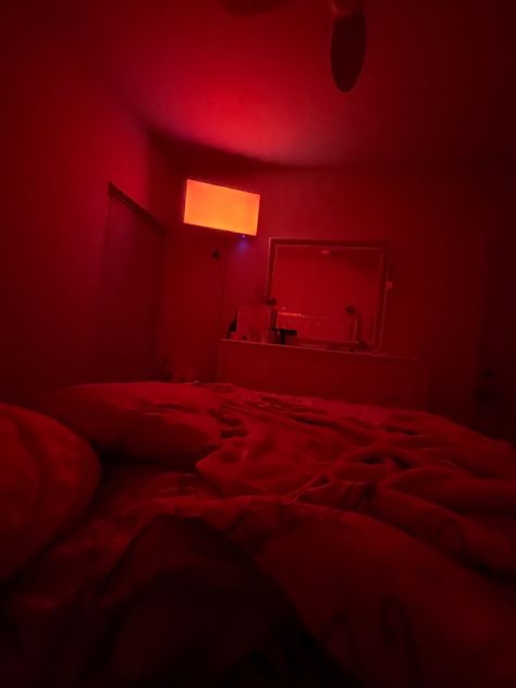 Red Apartment Aesthetic, Apartment Aesthetic Dark, Red Apartment, Red Lighting, Led Room, Bedroom Neon, Just Vibe, Apartment Aesthetic, Dreamy Room