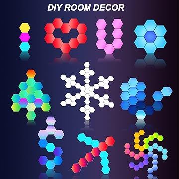 Hexagon Lights with Remote Control, Smart LED Wall Light Panels Touch-Sensitive RGB Gaming Night Lights Mood Lightning DIY Geometry Splicing Module for Gaming Setup/Home Bar Party Decor, 6 Pack Hexagon Lights, Bar Party Decor, Nursery Night Light, Light Panels, Led Light Design, Wall Lighting Design, Bar Party, Led Panel Light, Led Wall Lights