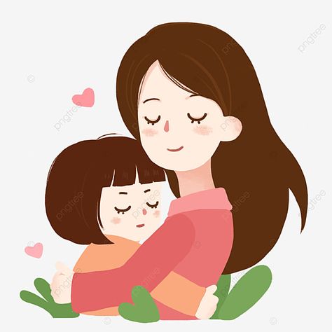 Mothers Day Cartoon, Hug Pictures, Mom Characters, Mothers Day Drawings, Hug Illustration, Mother Daughter Art, Baby Hug, Mother Pictures, Transparent Clipart