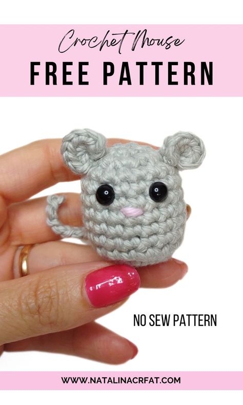 Image of a crocheted mouse amigurumi crafted using the no-sew crochet pattern Crochet Mouse Pattern, Football Crochet, Mouse Amigurumi, Fast Crochet, Crochet Toys Free Patterns, Tiny Crochet, Mouse Pattern, Easy Crochet Animals, Cozy Crochet Patterns