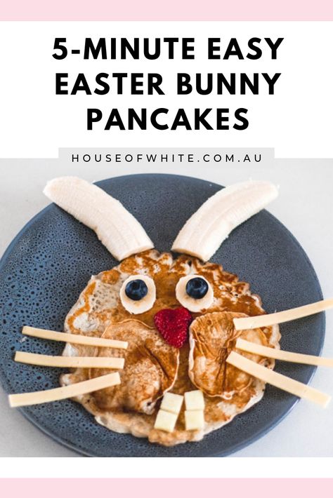 Click here to learn how to make these 5-minute easy Easter Bunny pancakes! #easter #bunny #recipes | houseofwhite.com.au Easter Breakfast For Kids, Easter Morning Breakfast, Easter Pancakes, Easter Bunny Pancakes, Fun Pancakes, Bunny Pancakes, Christmas Pancakes, Morning Pancakes, Spring Breakfast