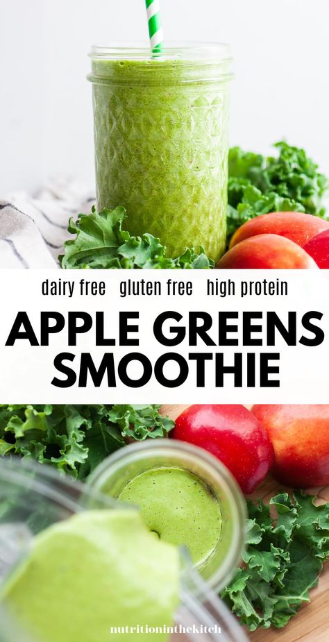 Looking for green smoothie recipes? Try this apple greens smoothie (a twist on the Jamba Juice apple n greens smoothie) that is packed with apple, kale, frozen fruit, and protein! Perfect for an energizing breakfast or snack. Diary free, gluten free, and can be vegan too! Ninja Blender Recipes Healthy, Apple Juice Smoothie, Jamba Juice Recipes, Healthy Blender Recipes, Green Apple Smoothie, Greens Smoothie, Energizing Breakfast, Jamba Juice, Diary Free