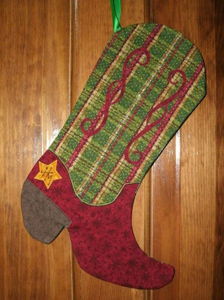 Cowboy Christmas Stocking, Christmas Stocking Patterns, Cowboy Pattern, Stocking Pattern Free, Stockings Diy, Stocking Patterns, Christmas Stockings Sewing, Cowboy Quilt, Western Quilts